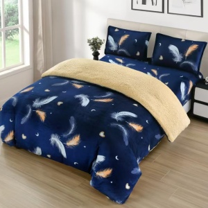 Κλινοσκεπάσματα με Λάστιχο 180x200 Blue Feather, 4 Τεμάχια, cu Blanita (Cocolino)