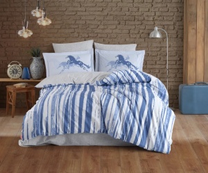 Κλινοσκεπάσματα Poplin Cascade Μπλε (Βαμβάκι Poplin 100%) 4 Τεμάχια