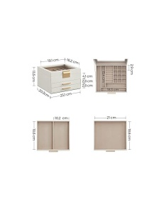 Κουτί Κοσμημάτων, Songmics, 3 straturi, 2 Συρτάρια, JBC239WT, Λευκό-χρυσόiu - Img 6