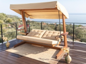 Κούνια Κήπου 3 Θέσεων Sia 2400, Μπεζ, 236x190x175 cm