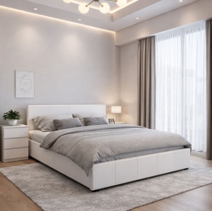 Κρεβάτι διπλό με αποθηκευτικό χώρο 160x200 cm Norse 9903 Λευκό ματ