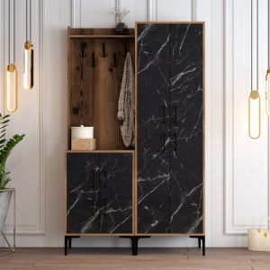 Κρεμάστρα Εισόδου Berlin BA - Walnut, Μαύρο Marble