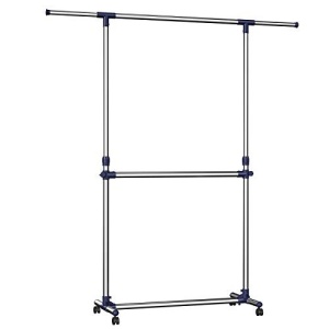 Κρεμάστρα δαπέδου, Songmics, Ασημί-Μπλε, 90-166x113-198x49 cm - Img 2