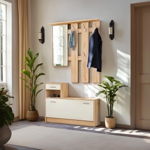 Κρεμάστρα Εισόδου Jamie Λευκό - Natural 100x27.5x187 cm