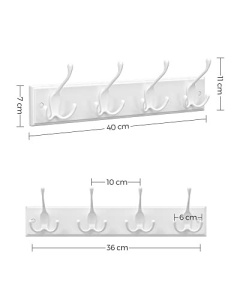 Κρεμάστρα Songmics, Λευκό, 40x11x7 cm - Img 5
