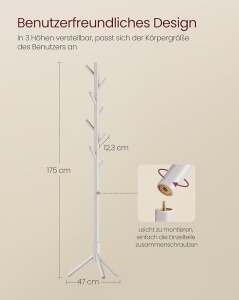 Κρεμάστρα Vasagle Μπεζ 47x47x175 cm - Img 5