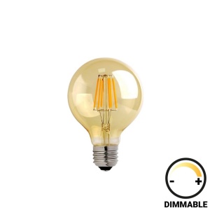 Λαμπτήρας LED G80 Dimmable 8W E27, Amber, 8x8x12 cm