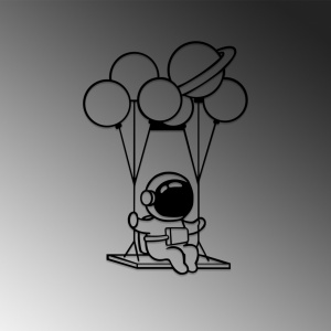 Μεταλλικός πίνακας Astronaut Μαύρο 44x70 cm - Img 4