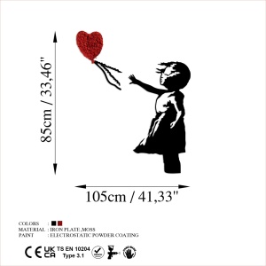 Μεταλλικός πίνακας Banksy Κόκκινο 105x85 cm - Img 7