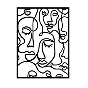 Μεταλλικός πίνακας Faces Μαύρο 52x70 cm - Img 5