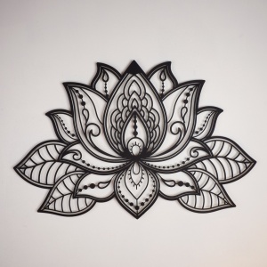 Μεταλλικός πίνακας Lotus Μαύρο 44x68 cm - Img 3
