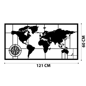Μεταλλικός πίνακας World Μαύρο 121x60 cm - Img 6