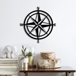 Μεταλλικός πίνακας Compass Μαύρο 55x55 cm