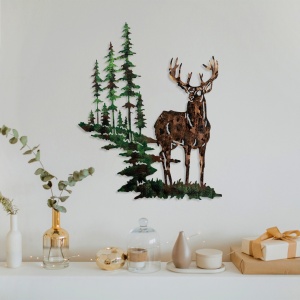 Μεταλλικός πίνακας Deer Πολύχρωμος 65x79 cm