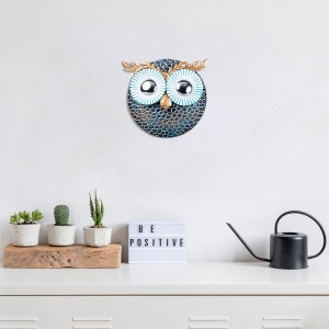 Μεταλλικό Διακοσμητικό Τοίχου Owl, Κεραμιδί, 19x19 cm