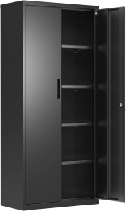 Μεταλλικό Ντουλάπι Αποθήκευσης, Songmics, Μαύρο, 80x40x180 cm - Img 2
