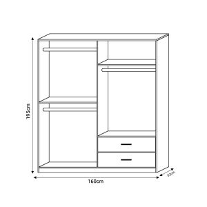 Ντουλάπα με 4 Πόρτες Edritte Pako World Ανοιχτό Καρυδί 160x52x195 cm - Img 5