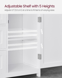 Ντουλάπι Αποθήκευσης Μπάνιου Vasagle Λευκό 60x30x80 cm - Img 4