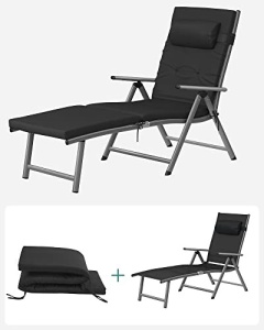 Ξαπλώστρα, Songmics, Μαύρο, 60x183x97 cm - Img 6