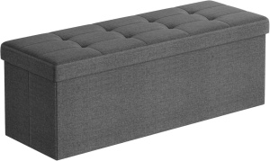 Οθωμανικό Παγκάκι Αποθήκευσης Songmics, Γκρι, 110x38x38 cm