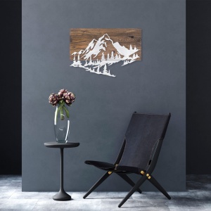 Πίνακας από ξύλο και μέταλλο Mountain Καρυδί 38x58 cm