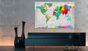 Πίνακας από φελλό - Maps: Colourful Finesse [Cork Map] 120x80 cm - Img 2