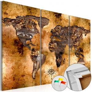 Πίνακας από φελλό - Shade of Gold [Cork Map] 90x60 cm
