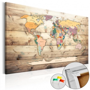 Πίνακας από φελλό - The World at Your Fingertips [Cork Map] 120x80 cm