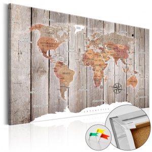 Πίνακας από φελλό - Wooden Stories [Cork Map] 90x60 cm