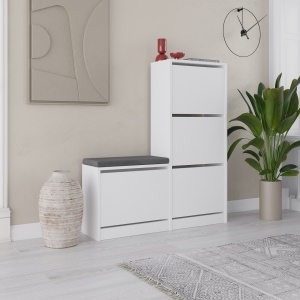 Παπουτσοθήκη με banca Dude Λευκό 105x118.5x26 cm