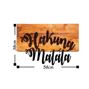 Πίνακας από ξύλο και μέταλλο Hakuna Καρυδί 58x38 cm - Img 3