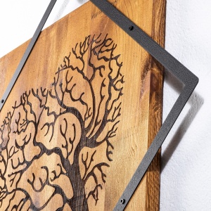 Πίνακας από ξύλο και μέταλλο Tree Καρυδί 54x54 cm - Img 5