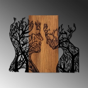 Πίνακας από ξύλο και μέταλλο Tree Καρυδί 58x70 cm - Img 4