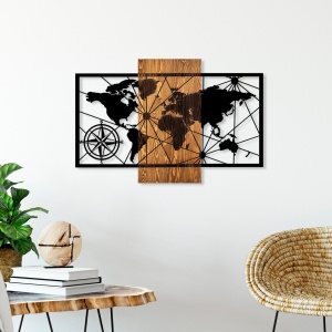 Πίνακας από ξύλο και μέταλλο World Καρυδί 57x84 cm - Img 3