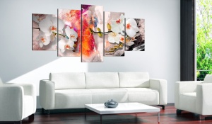 Πίνακας - Colorful background and orchids 200x100 cm - Img 2