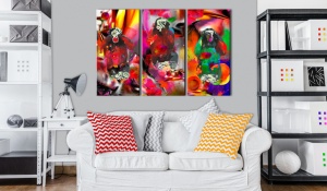 Πίνακας - Crazy Monkeys - triptych 90x60 cm - Img 2