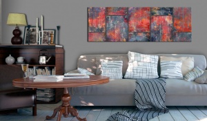 Πίνακας - Metal Mosaic: Red 150x50 cm - Img 2