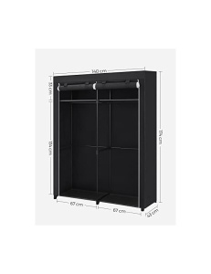 Πτυσσόμενη Ντουλάπα, Songmics, Μαύρο, RYG02BK, 43 x 140 x 174 cm - Img 7