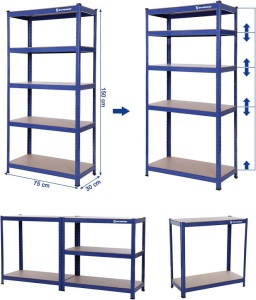 Ράφι Songmics, 5 Ράφια, 180 x 90 x 40 cm, Μπλε, GLR40Q - Img 3
