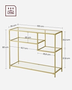 Ράφι, Vasagle, Χρυσό, 100x35x80 cm - Img 3