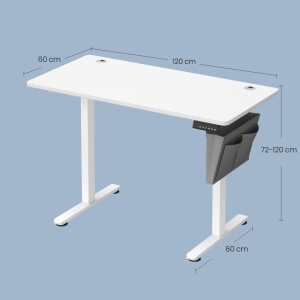 Ρυθμιζόμενο γραφείο Songmics Λευκό 120x60x120 cm - Img 3