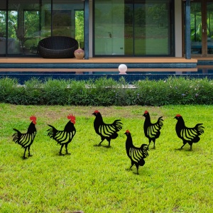Σετ μεταλλικά διακοσμητικά αξεσουάρ κήπου Chicken Μαύρο 24x33 cm