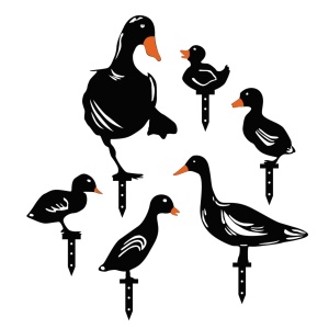 Σετ μεταλλικά διακοσμητικά αξεσουάρ κήπου Ducks Μαύρο 20x15 cm - Img 2