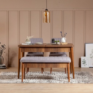 Σετ τραπέζι και καρέκλες 4 τεμάχια Vina 0701-Soho, Walnut