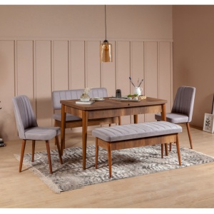 Σετ τραπέζι και καρέκλες 5 τεμάχια Vina 0701-Soho, Walnut