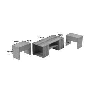 Σετ τραπεζάκια σαλονιού 3 τεμ. Morfi Καφέ 105x45x37 cm - Img 7