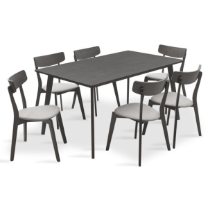 Σετ τραπέζι και καρέκλες Benson-Toto 7 τεμάχια Γκρι Rustic 150x90x75 cm