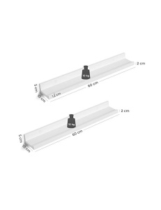 Σετ 2 κρεμαστά ράφια, Songmics, LWS60WT, Λευκό, 60 x 10 cm - Img 5