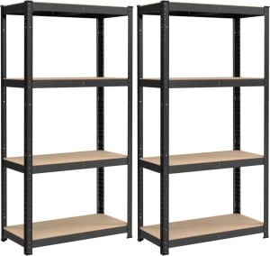 Σετ 2 μεταλλικών ραφιών Cozory, Songmics, Μαύρα, 40x80x160 cm
