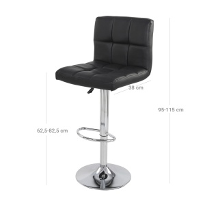 Σετ 2 τεμ. σκαμπό μπαρ Songmics Μαύρο 46x42x118.5 cm - Img 6